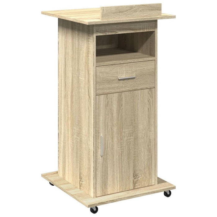 Pupitru roți și sertar stejar sonoma 55x55x107cm lemn prelucrat - WALTI WALTI