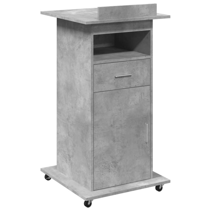 Pupitru cu roți și sertar beton gri 55x55x107 cm lemn prelucrat - WALTI WALTI