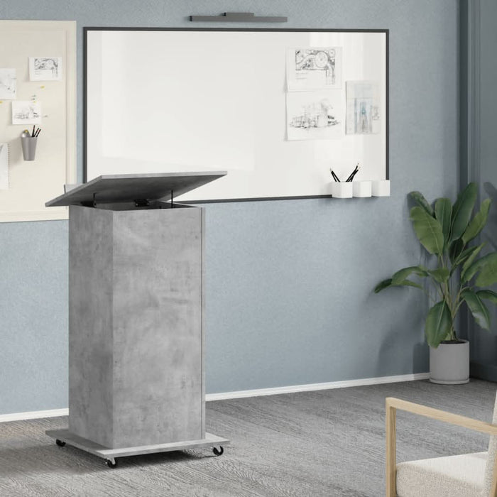 Pupitru cu roți și sertar beton gri 55x55x107 cm lemn prelucrat - WALTI WALTI