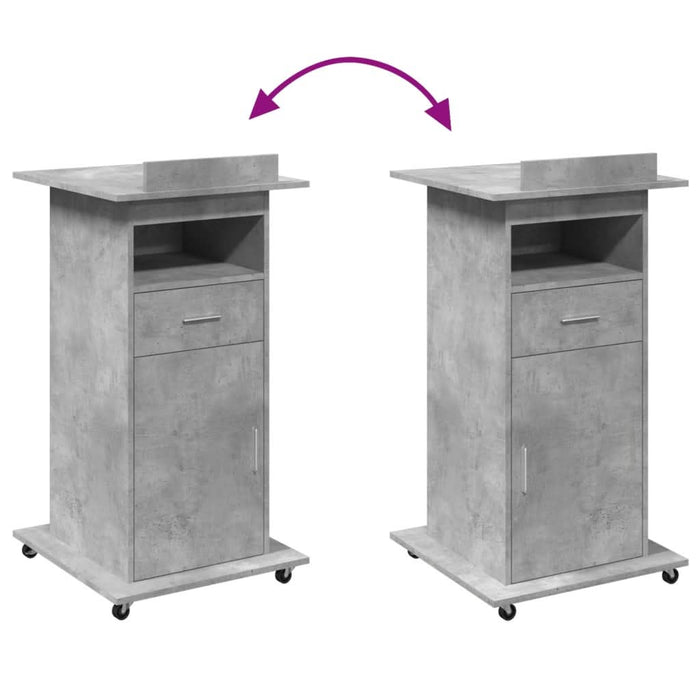 Pupitru cu roți și sertar beton gri 55x55x107 cm lemn prelucrat - WALTI WALTI