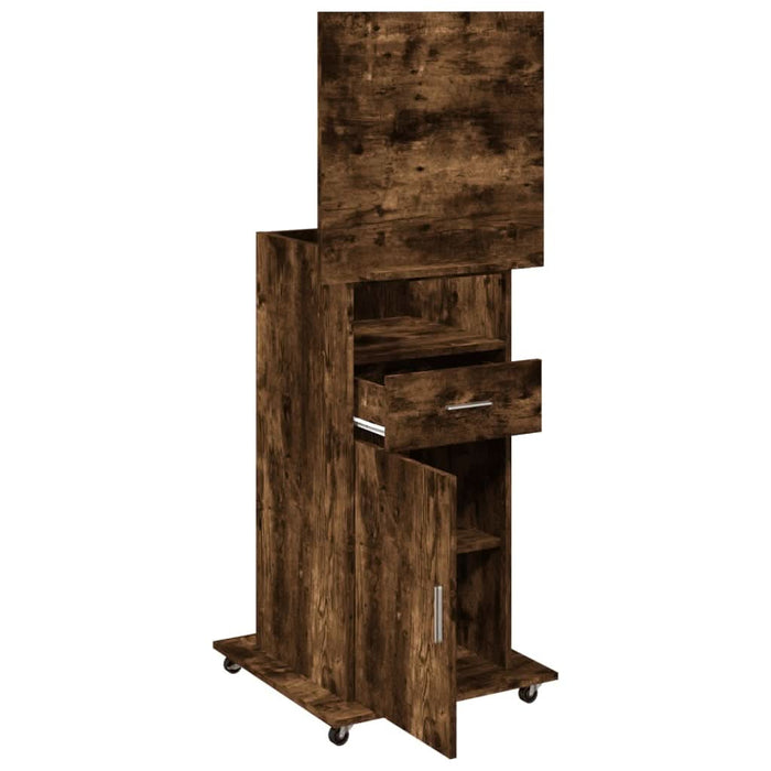 Pupitru roți/sertar stejar fumuriu 55x55x107 cm lemn prelucrat - WALTI WALTI