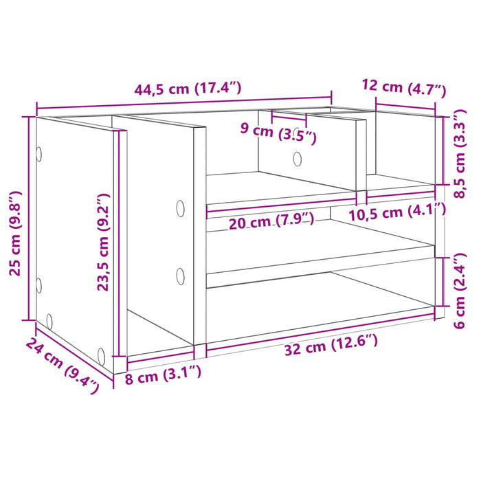 Organizator birou, stejar maro, 44,5x24x25 cm lemn prelucrat WALTI