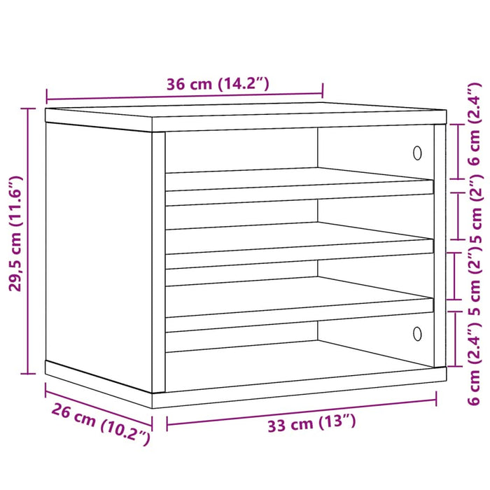 Organizator birou, gri beton, 36x26x29,5 cm lemn prelucrat - WALTI WALTI