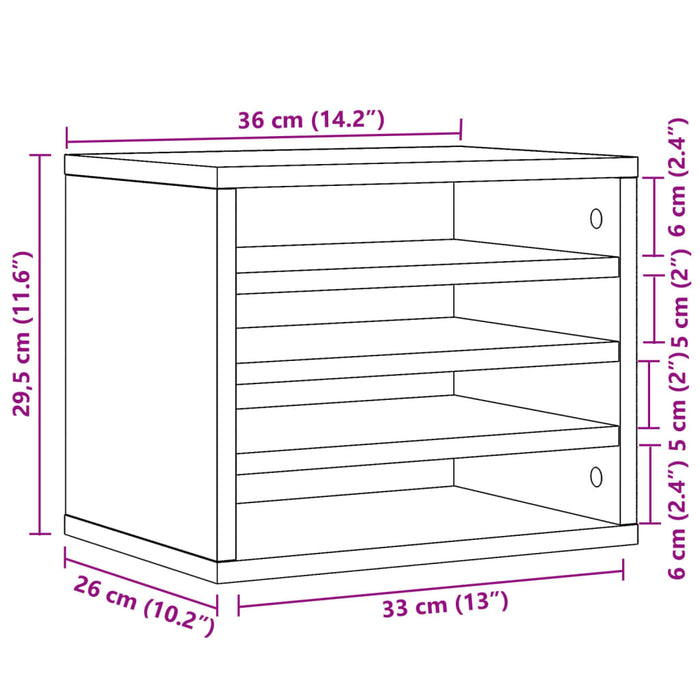 Organizator birou, stejar fumuriu, 36x26x29,5 cm lemn prelucrat WALTI