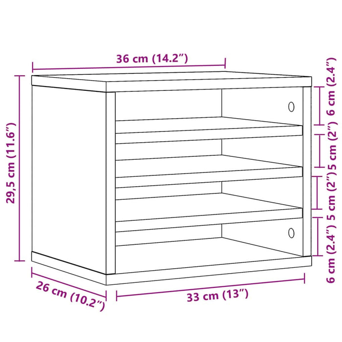Organizator birou, gri sonoma, 36x26x29,5 cm lemn prelucrat - WALTI WALTI