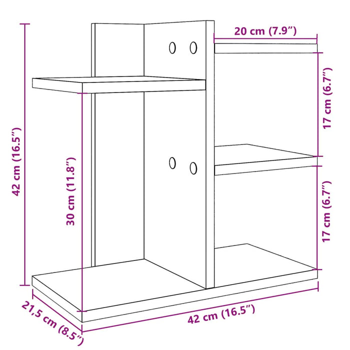 Organizator de birou, gri sonoma, 42x21,5x42 cm lemn prelucrat - WALTI WALTI