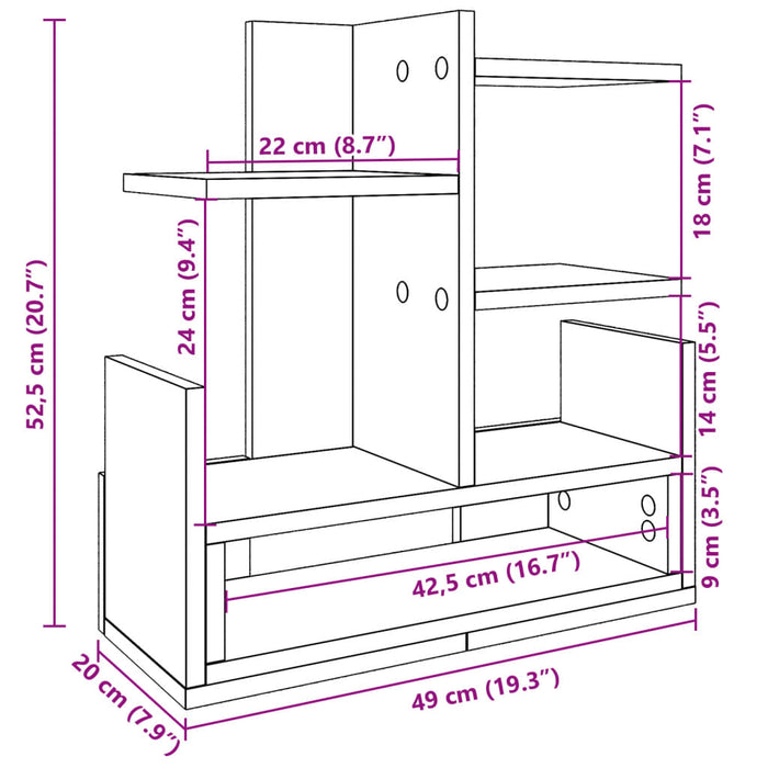 Organizator de birou, alb, 49x20x52,5 cm, lemn prelucrat WALTI