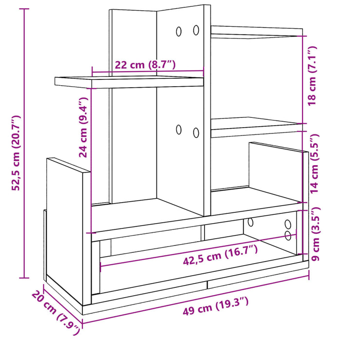 Organizator birou, gri sonoma, 49x20x52,5 cm lemn prelucrat WALTI