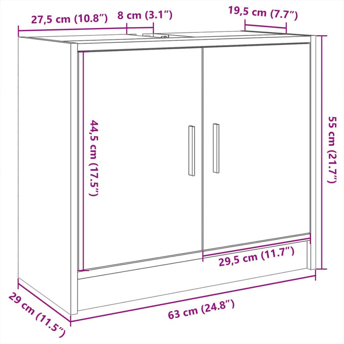 Dulap de chiuvetă, gri beton, 63x29x55 cm, lemn prelucrat - WALTI WALTI