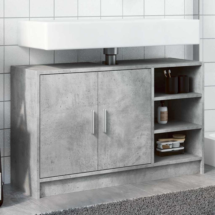 Dulap de chiuvetă, gri beton, 90x29x55 cm, lemn prelucrat - WALTI WALTI