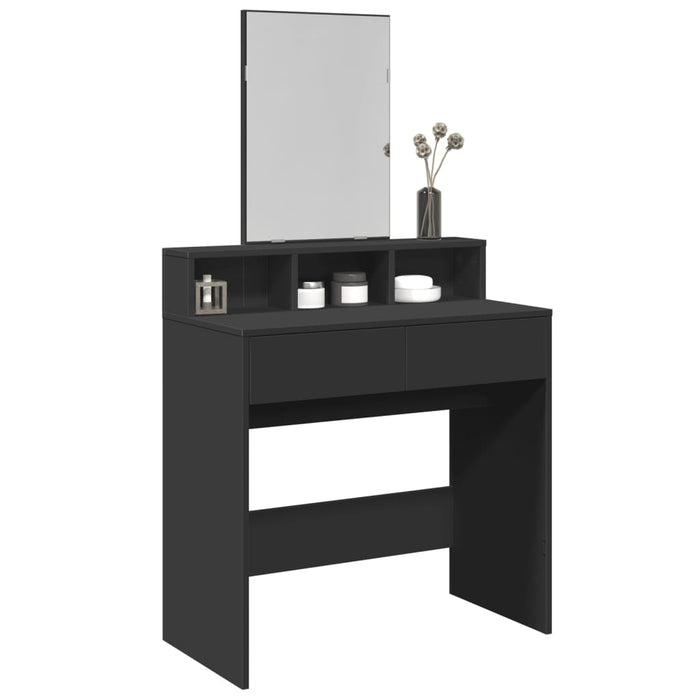 Masă de toaletă cu oglindă, negru, 80x41x144,5 cm - WALTI WALTI