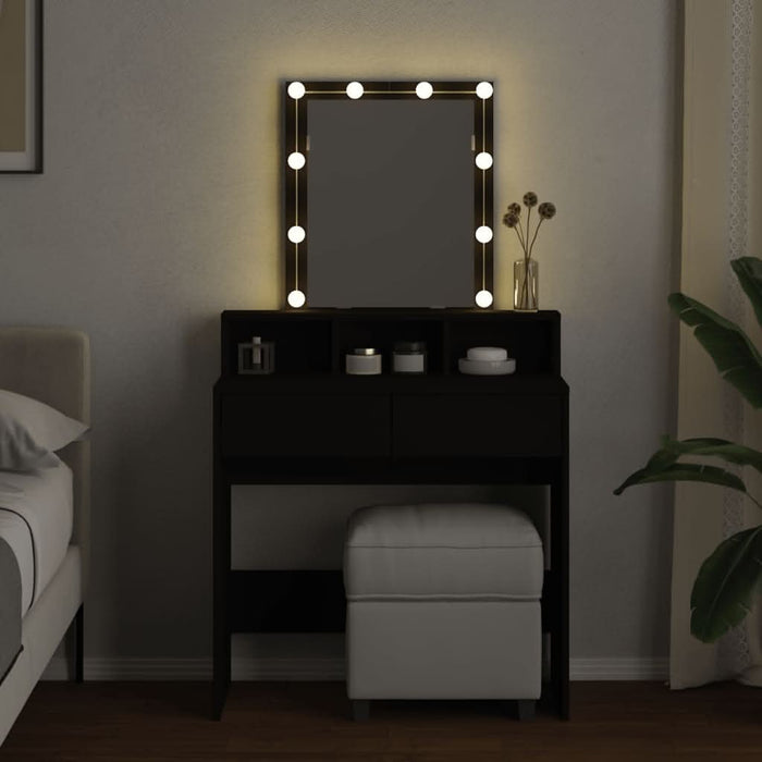 Masă de toaletă cu LED, negru, 80x41x144,5 cm - WALTI WALTI