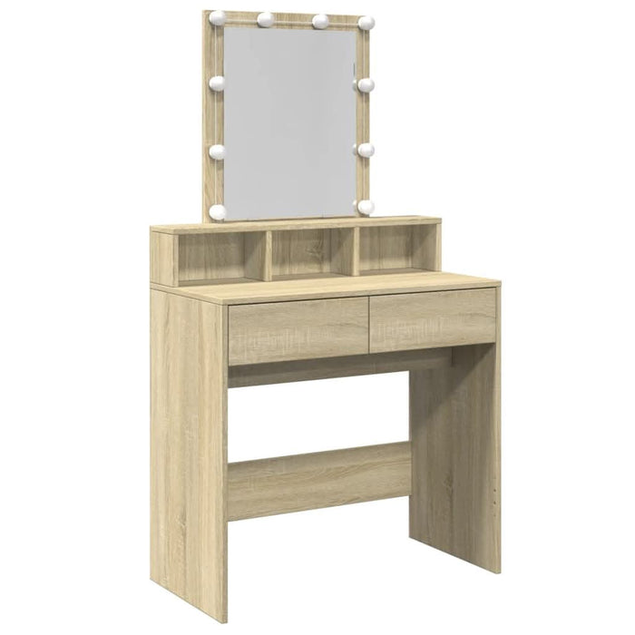 Masă de toaletă cu LED, stejar sonoma, 80x41x144,5 cm - WALTI WALTI