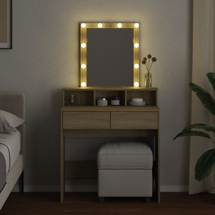 Masă de toaletă cu LED, stejar sonoma, 80x41x144,5 cm - WALTI WALTI