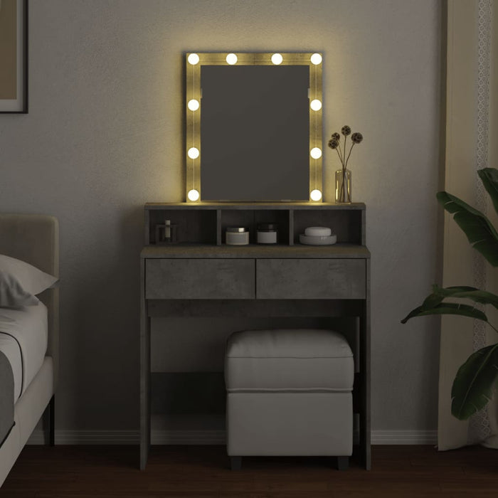 Masă de toaletă cu LED, gri beton, 80x41x144,5 cm - WALTI WALTI