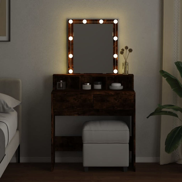 Masă de toaletă cu LED, stejar afumat, 80x41x144,5 cm - WALTI WALTI