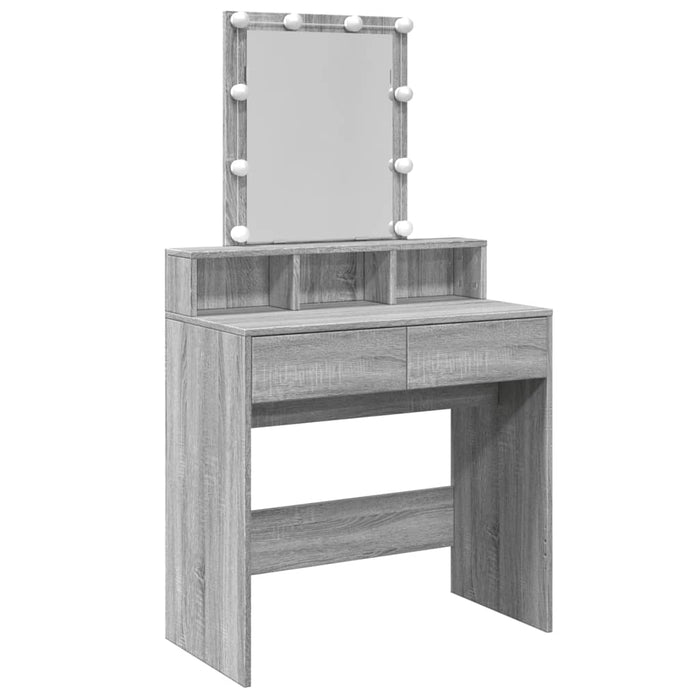 Masă de toaletă cu LED, sonoma gri, 80x41x144,5 cm - WALTI WALTI