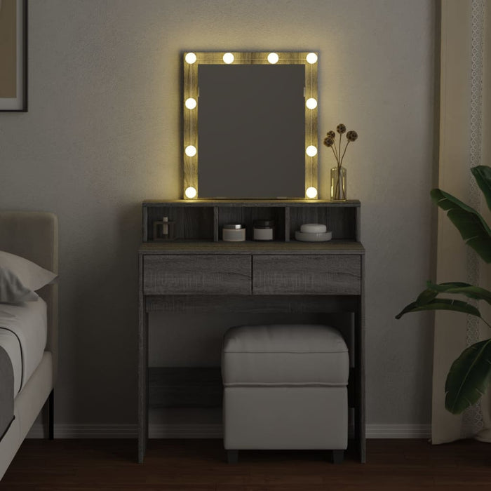 Masă de toaletă cu LED, sonoma gri, 80x41x144,5 cm - WALTI WALTI