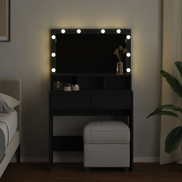 Masă de toaletă cu LED, negru, 80x41x134,5 cm - WALTI WALTI
