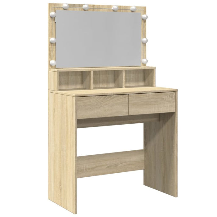 Masă de toaletă cu LED, stejar sonoma, 80x41x134,5 cm - WALTI WALTI