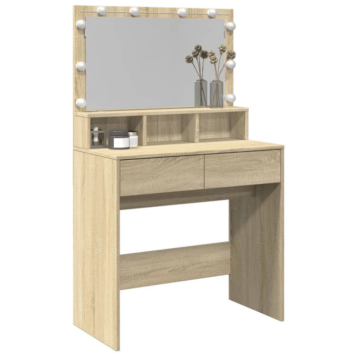 Masă de toaletă cu LED, stejar sonoma, 80x41x134,5 cm - WALTI WALTI
