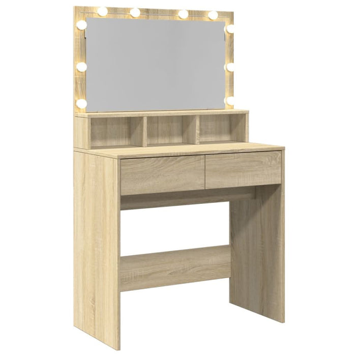 Masă de toaletă cu LED, stejar sonoma, 80x41x134,5 cm - WALTI WALTI