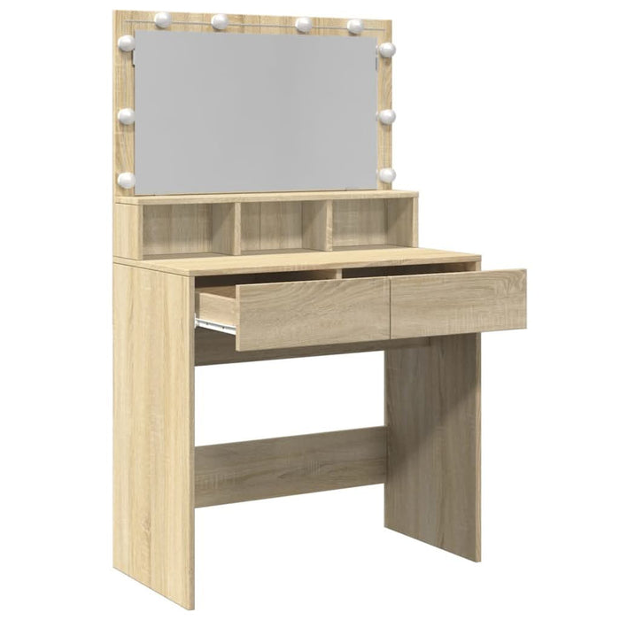 Masă de toaletă cu LED, stejar sonoma, 80x41x134,5 cm - WALTI WALTI