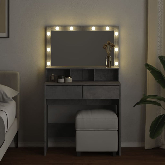 Masă de toaletă cu LED, gri beton, 80x41x134,5 cm - WALTI WALTI