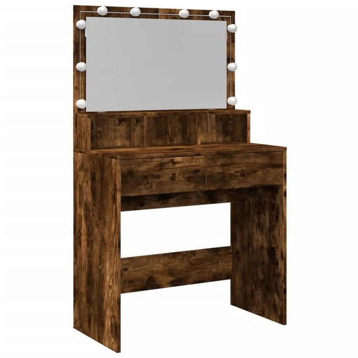 Masă de toaletă cu LED, stejar fumuriu, 80x41x134,5 cm - WALTI WALTI