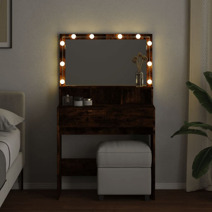 Masă de toaletă cu LED, stejar fumuriu, 80x41x134,5 cm - WALTI WALTI
