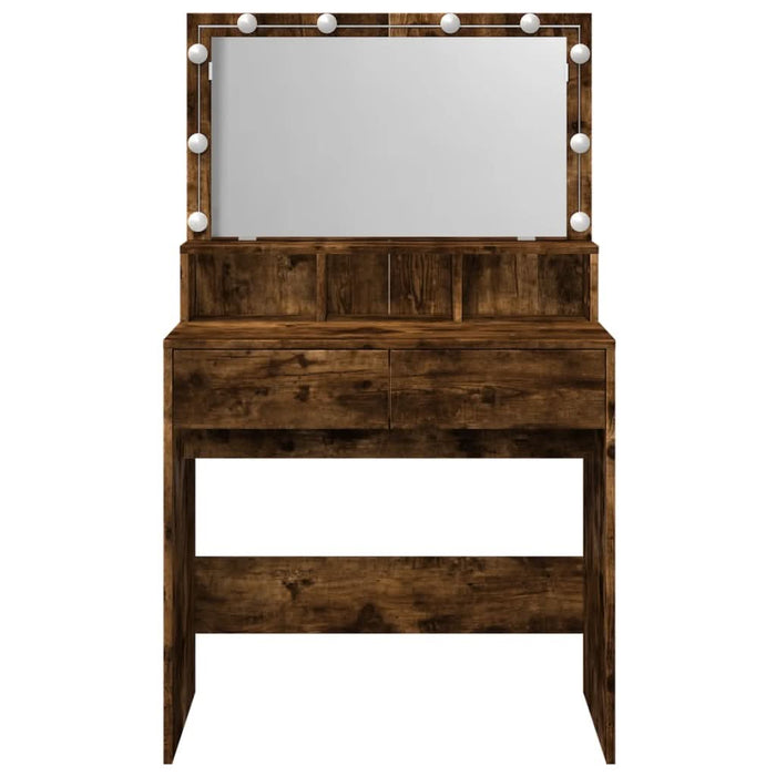 Masă de toaletă cu LED, stejar fumuriu, 80x41x134,5 cm - WALTI WALTI