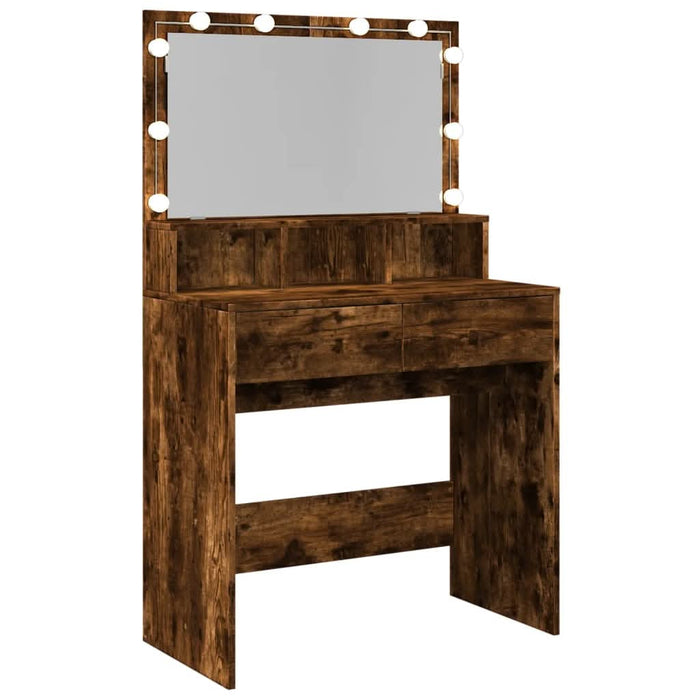 Masă de toaletă cu LED, stejar fumuriu, 80x41x134,5 cm - WALTI WALTI