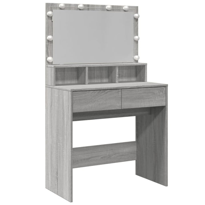Masă de toaletă cu LED, gri sonoma, 80x41x134,5 cm - WALTI WALTI