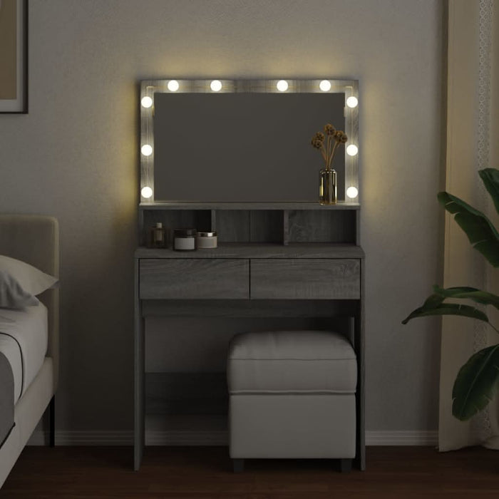 Masă de toaletă cu LED, gri sonoma, 80x41x134,5 cm - WALTI WALTI