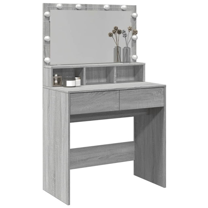 Masă de toaletă cu LED, gri sonoma, 80x41x134,5 cm - WALTI WALTI