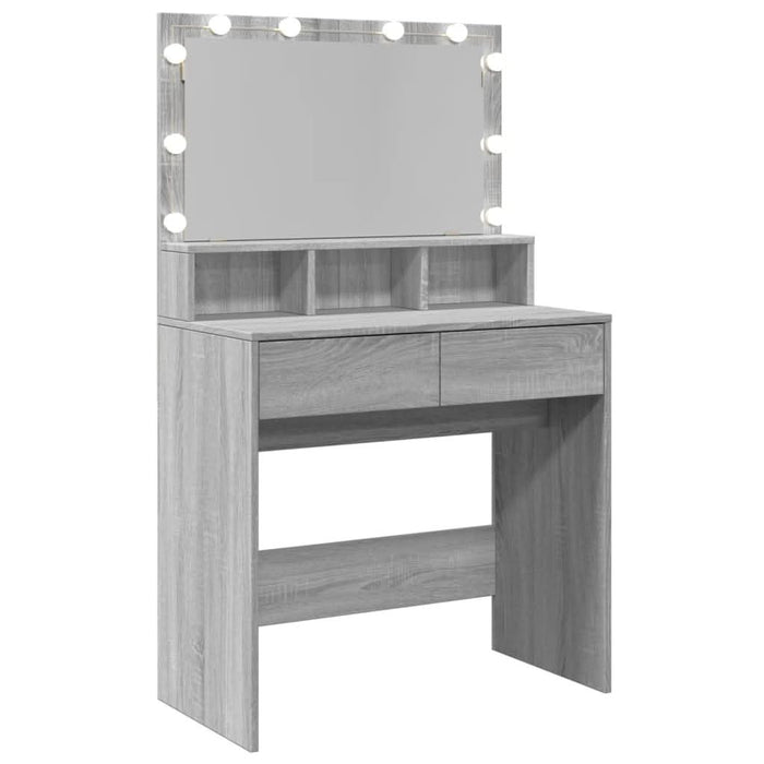 Masă de toaletă cu LED, gri sonoma, 80x41x134,5 cm - WALTI WALTI