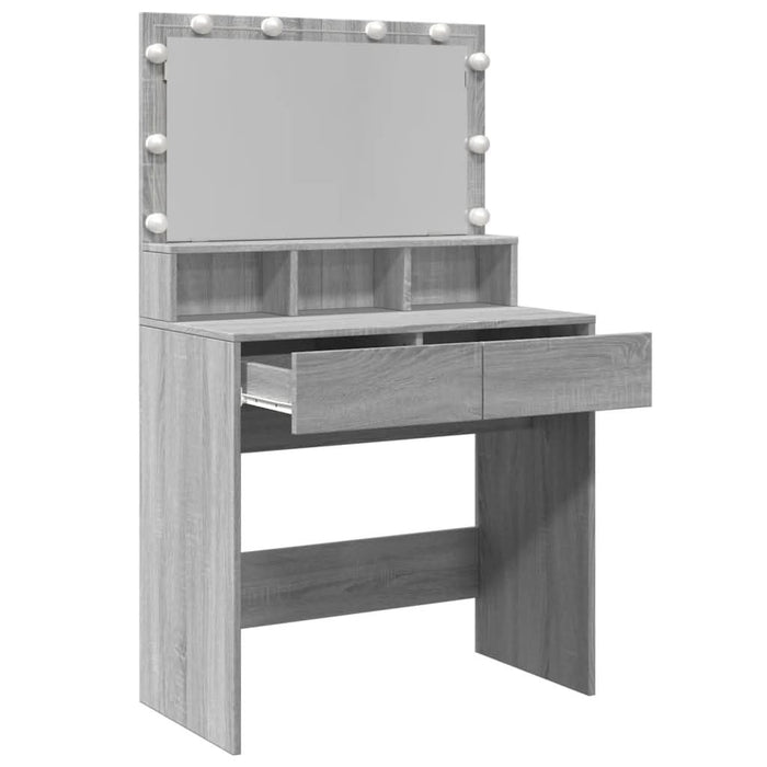 Masă de toaletă cu LED, gri sonoma, 80x41x134,5 cm - WALTI WALTI