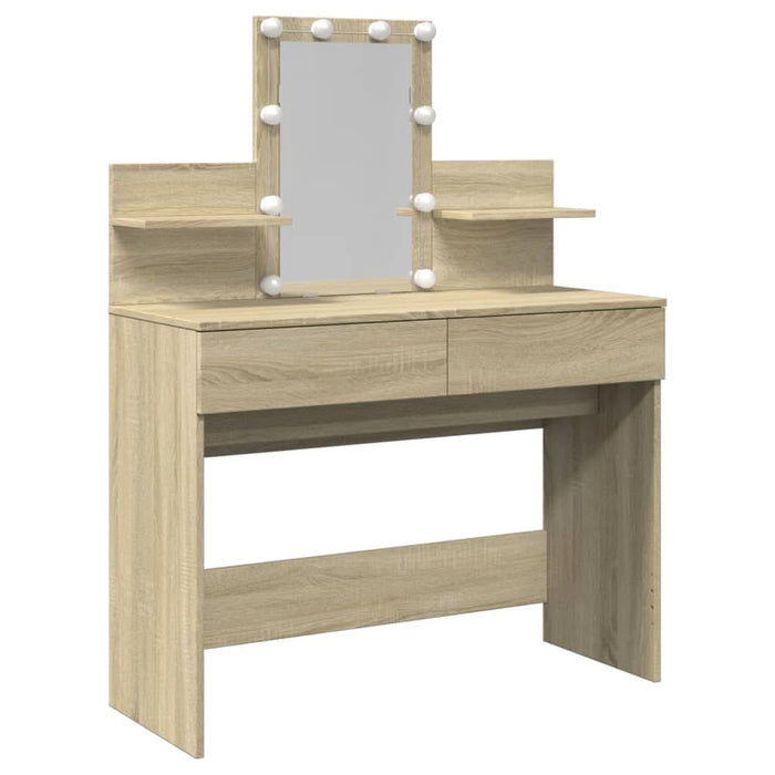 Masă de toaletă cu LED, stejar sonoma, 100x40x130 cm - WALTI WALTI