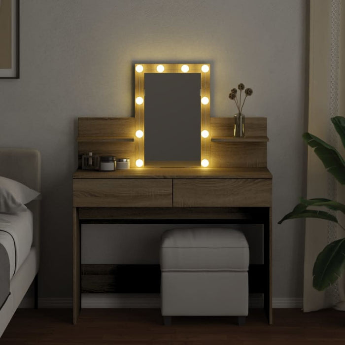 Masă de toaletă cu LED, stejar sonoma, 100x40x130 cm - WALTI WALTI
