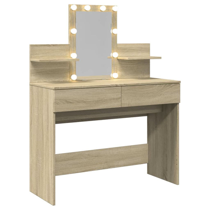Masă de toaletă cu LED, stejar sonoma, 100x40x130 cm - WALTI WALTI