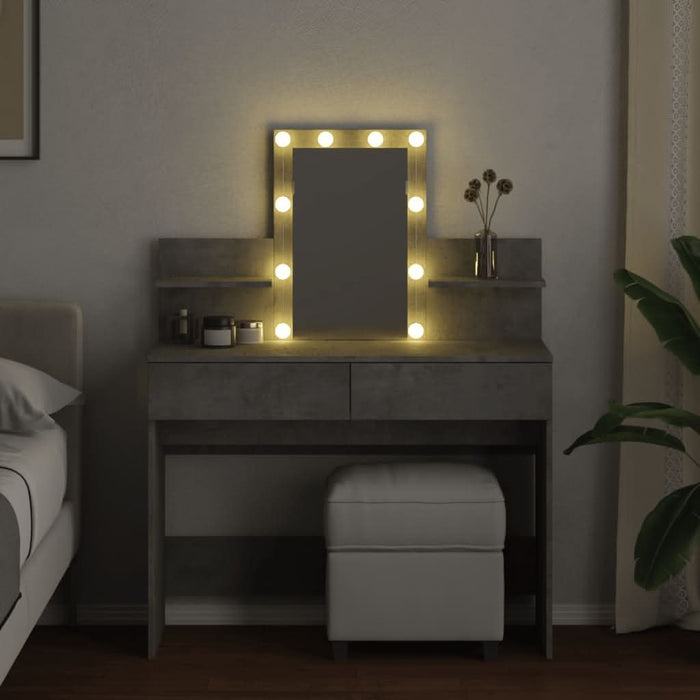 Masă de toaletă cu LED, gri beton, 100x40x130 cm - WALTI WALTI