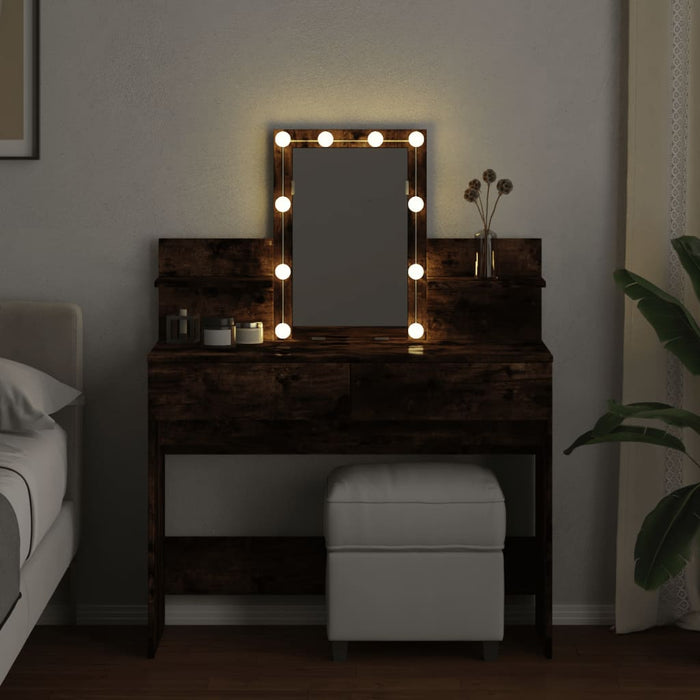 Masă de toaletă cu LED, stejar afumat, 100x40x130 cm - WALTI WALTI