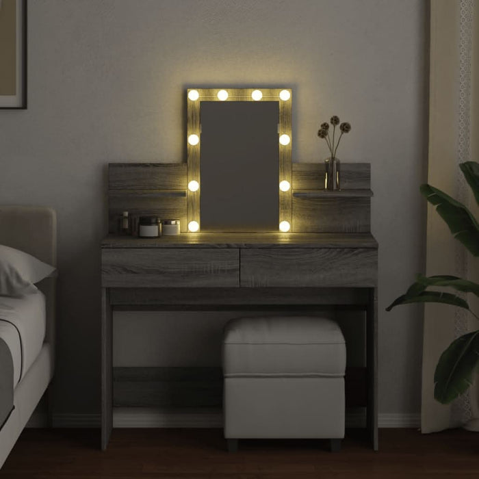 Masă de toaletă cu LED, sonoma gri, 100x40x130 cm - WALTI WALTI