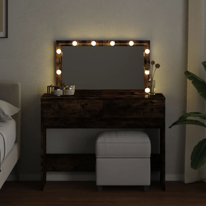 Masă de toaletă cu LED, stejar afumat, 100x40x120 cm - WALTI WALTI