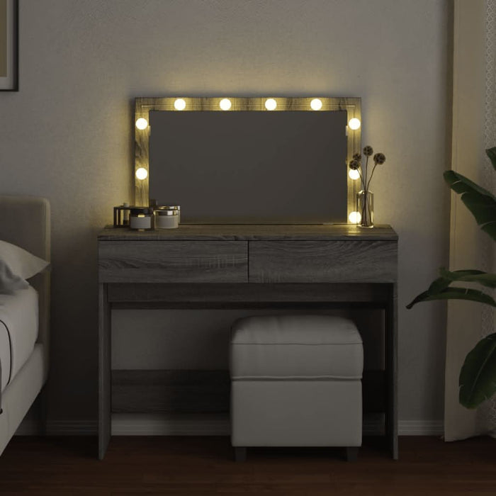 Masă de toaletă cu LED, sonoma gri, 100x40x120 cm - WALTI WALTI
