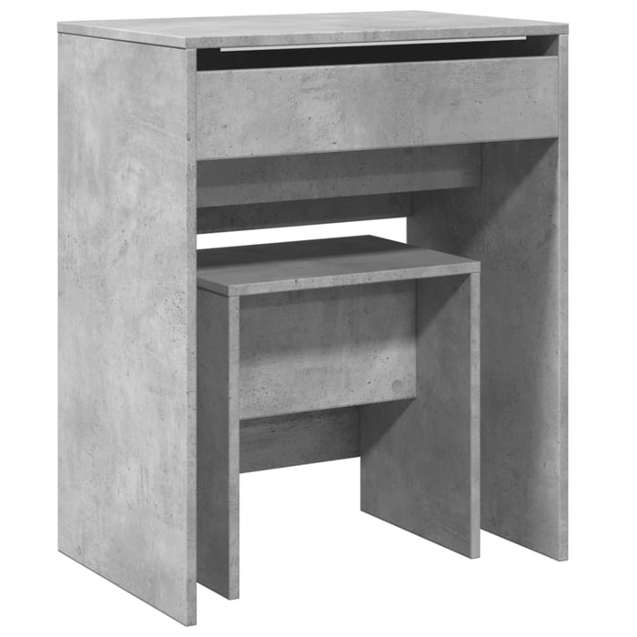Masă de toaletă și taburet, gri beton, 60x40x113,5 cm - WALTI WALTI
