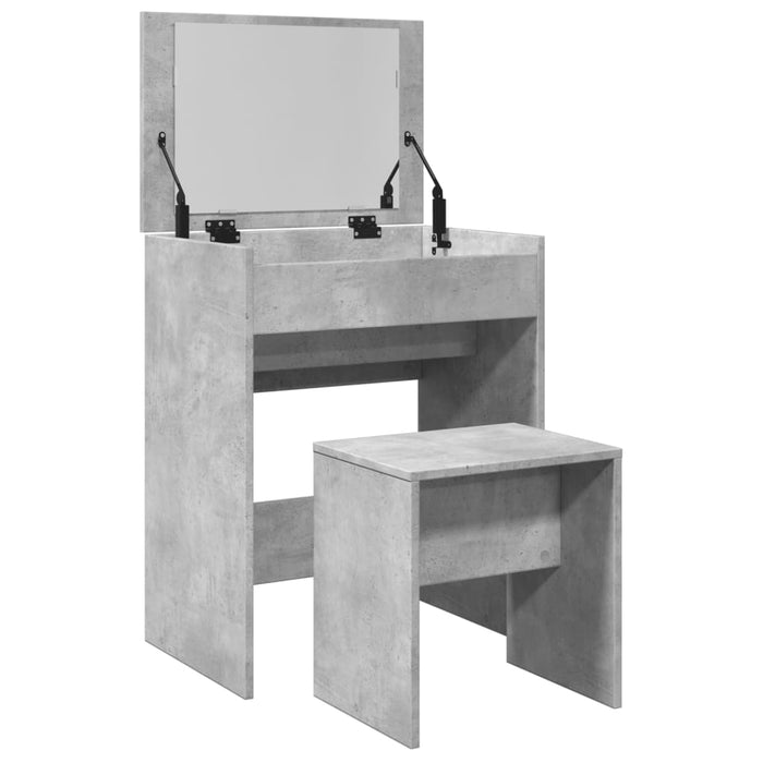 Masă de toaletă și taburet, gri beton, 60x40x113,5 cm - WALTI WALTI