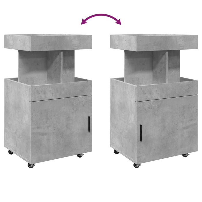 Cărucior de bar, gri beton, 50x41x89 cm, lemn prelucrat WALTI