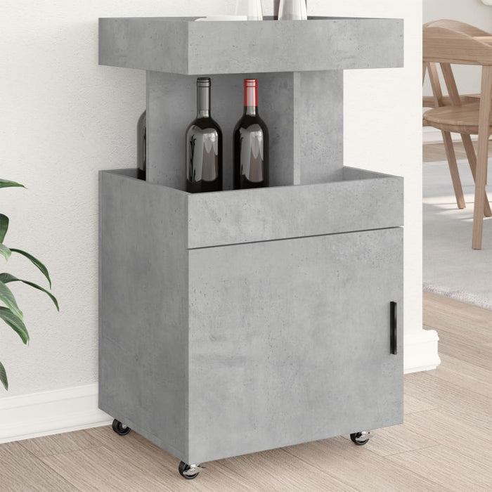 Cărucior de bar, gri beton, 50x41x89 cm, lemn prelucrat WALTI