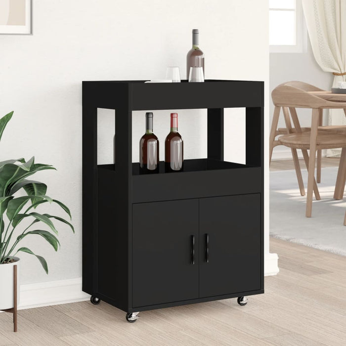 Cărucior de bar, negru, 60x39,5x89 cm, lemn prelucrat WALTI